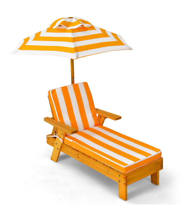 Coast Kinderligstoel met Parasol Kinderligstoel Hout 106 x 49 x 106 cm Geel + Wit