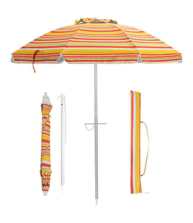 Coast Coast Strandparasol Rood / Geel - Ø182 x 213 cm - Kantelbaar - Met draagtas