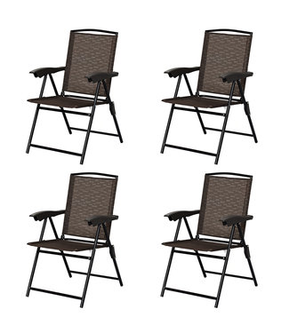 Coast Coast Set van 4 Opvouwbare Stoelen Hoge Rug Tuinstoel Opvouwbare Fauteuil 69 x 54 cm x 90 cm Bruin