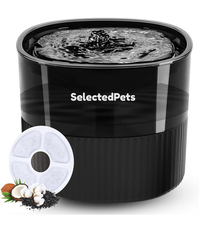 Drinkfontein kat en hond - Zwart - 1.8L - Met filter