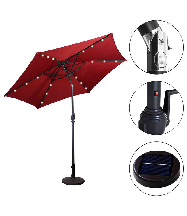 Coast Parasol met LED Verlichting Tuinparasol - 2,7m - Rood