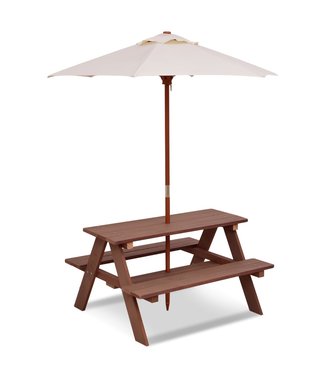 Coast Coast 3-in-1 Picknicktafel met Parasol - 89 x 79 x 50 cm - Walnoot