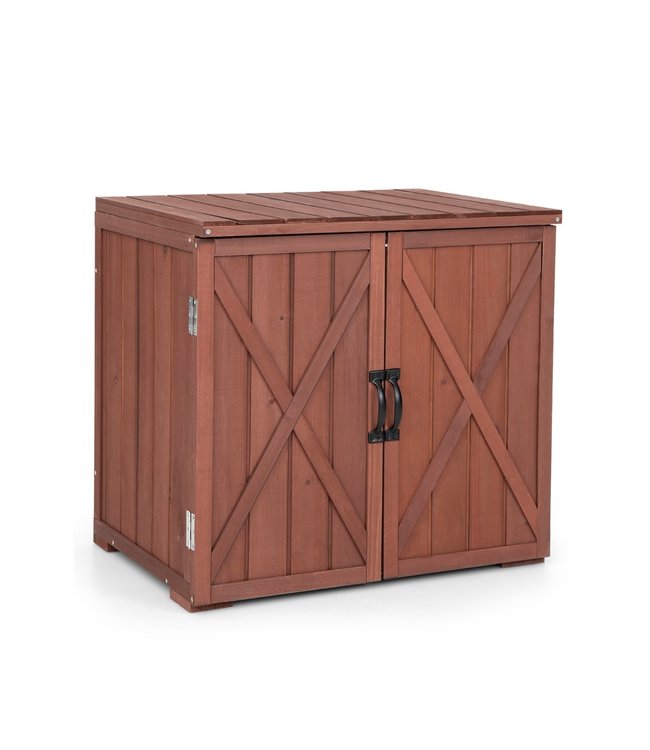 Coast Tuinbox - Opbergbox voor Tuin - Incl Dubbele Deuren - Bruin - 77 x 56 x 72 cm