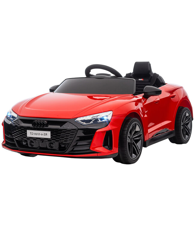 HOMdotCOM kinderauto, elektrische auto, Audi-gelicentieerd, met veiligheidsgordel, afstandsbediening, licht, rood+zwart, 103 x 58 x 41 cm