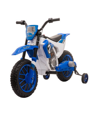 HOMdotCOM HOMdotCOM kindermotorfiets, elektrische motorfiets, 45 minuten rijtijd, met trainingswielen, vanaf 3 jaar, blauw+wit, 106,5 x 51,5 x 68 cm