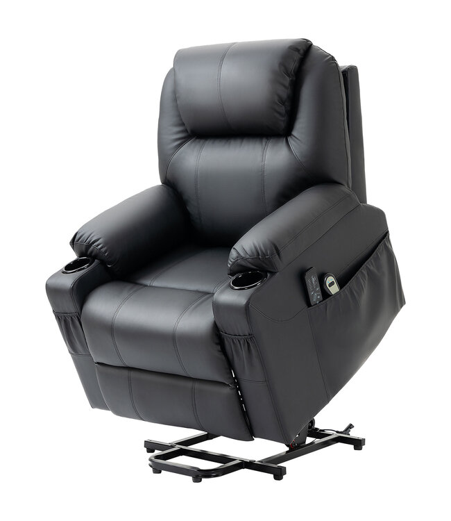 HOMdotCOM stastoel, massagestoel, verstelbare rugleuning, 8 massagemodi, elegant kunstleer, zwart, 88 x 92 x 106 cm