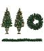 HOMdotCOM HOMdotCOM 4-delige set kerstversieringen, 2 kerstbomen, 1 kerstkrans, 1 kerstslinger inclusief LED-verlichting