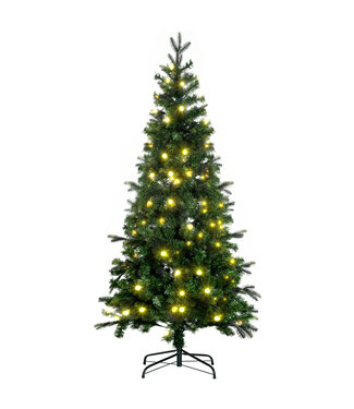HOMdotCOM HOMdotCOM kerstboom, kunstspar, met kerstverlichting, standaard, vlamvertragend, groen, kunststof, 86 x 86 x 180 cm