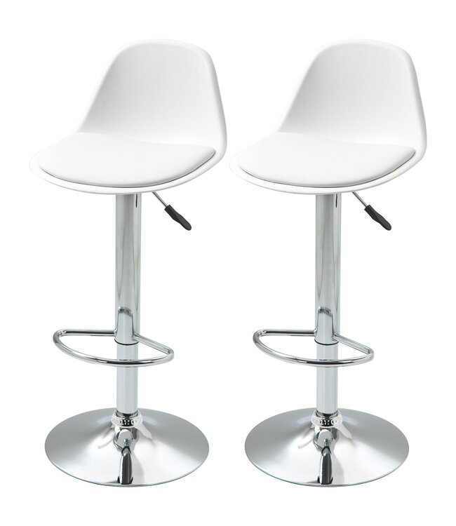 HOMdotCOM barkrukken, set van 2 met modern design, tot 120 kg (één stoel), barstoelen, wit