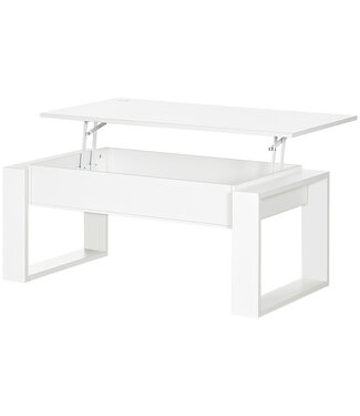 HOMdotCOM HOMdotCOM In hoogte verstelbare salontafel met verborgen opbergvak 105 cm x 79,5 cm x 59 cm wit