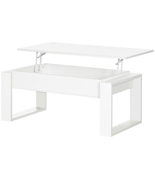 HOMdotCOM In hoogte verstelbare salontafel met verborgen opbergvak 105 cm x 79,5 cm x 59 cm wit