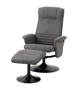 HOMdotCOM HOMdotCOM fauteuil met voetenbank, verstelbare rugleuning, 69 cm x 71 cm x 104 cm, donkergrijs+zwart