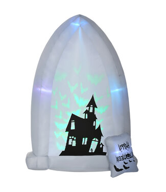 HOMdotCOM HOMdotCOM 210cm grafsteen Halloween-decoratie Opblaasbare grafsteen met LED waterdicht