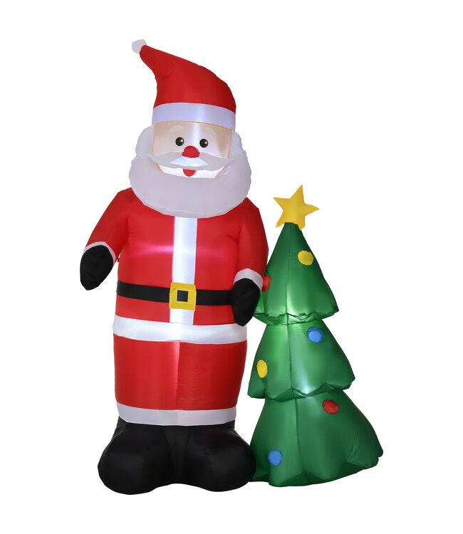 Sunny kerstdecoratie, kerstman met kerstboom, opblaasbaar, groot, inclusief blazer, 145 x 78 x 210 cm