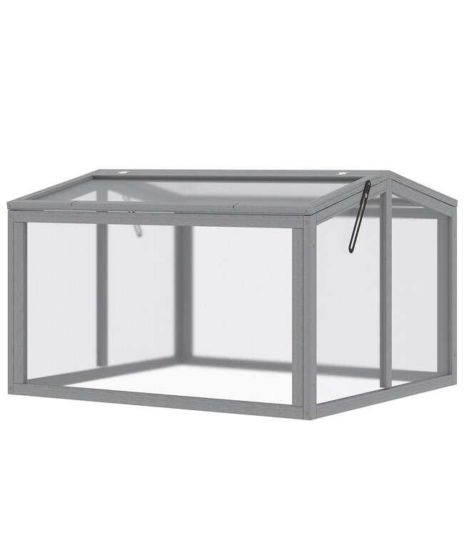 Sunny koude frame kas met deksel hout polycarbonaat - 90 x 80 x 58 cm