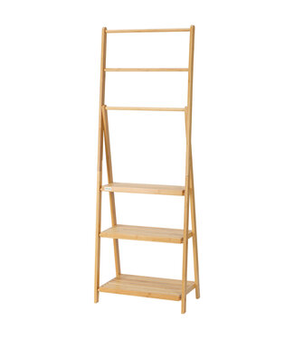 Kleankin kleankin bamboe handdoekladder met planken, 3 planken, 3 handdoekhouders, opvouwbaar, 53 cm x 30,5 cm x 152 cm, naturel