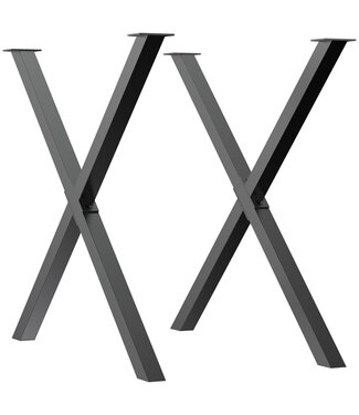 HOMdotCOM HOMdotCOM set van 2 stalen tafelpoten 72 cm tafelframe in X-vorm zwart