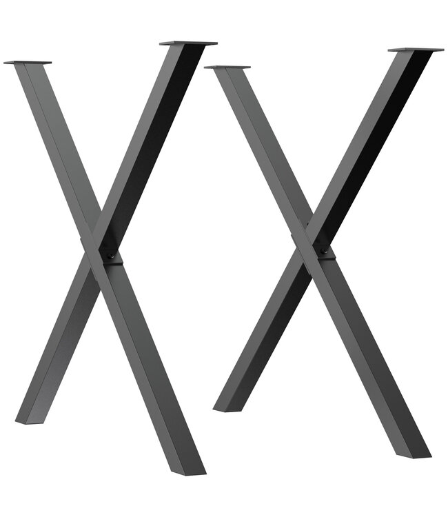 HOMdotCOM set van 2 stalen tafelpoten 72 cm tafelframe in X-vorm zwart