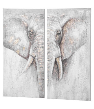 HOMdotCOM HOMdotCOM muurschilderingen, set van 2 stuks, wanddecoratie op canvas 'olifant' 120 x 120 x 2,8 cm