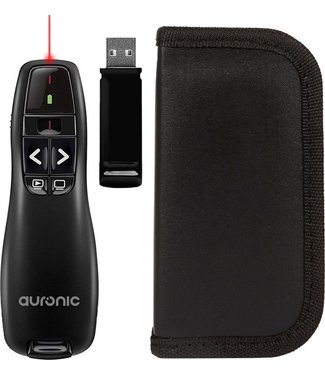 Auronic Auronic Presenter - Draadloos - Laser Pointer - Klikker - 20 Meter - Incl. Hoes - Zwart