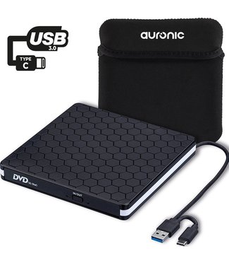 Auronic Auronic Externe DVD Speler - Voor Laptop en Brander - USB 3.0 of USB C - Incl. Hoes + Kabel