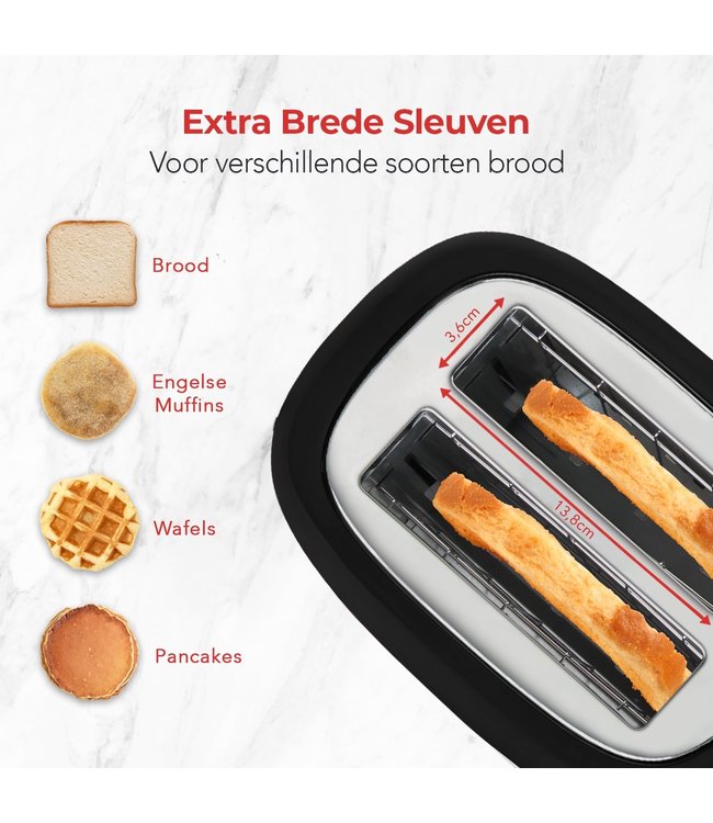 Koop Tweedekans KitchenBrothers Retro Broodrooster 6 Warmteniveaus 2 Extra Brede Sleuven