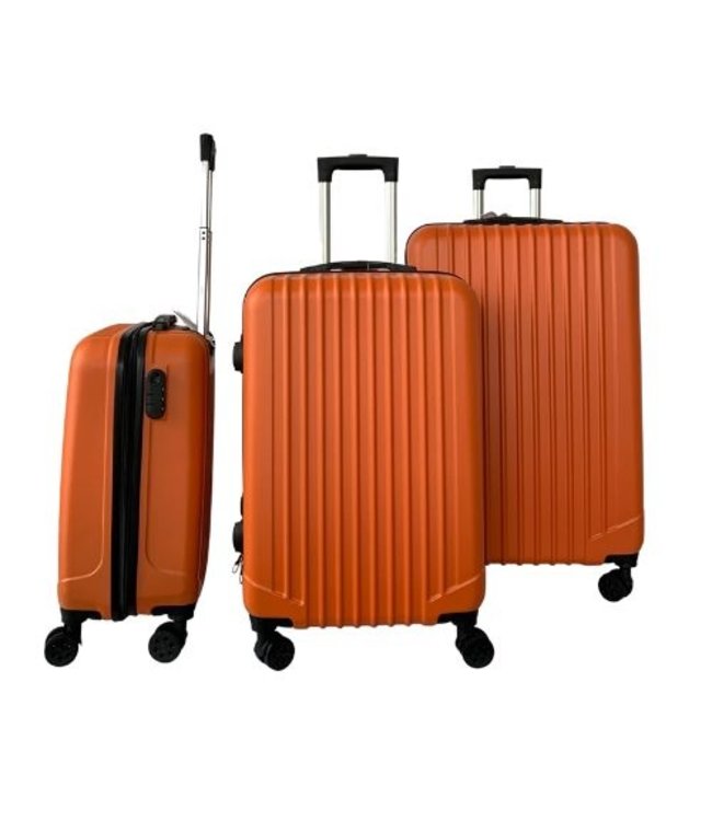 Hoffmanns Hoffmanns Kofferset 3-delig INCL Cijferslot - 76x52x30cm - Travelline Oranje - 360 graden wielen