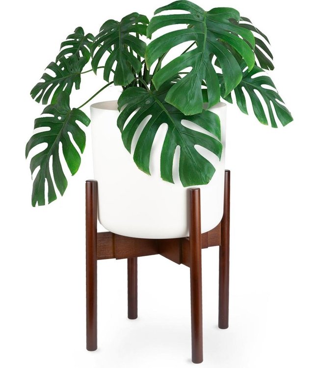 LifeGoods Planten Standaard - Uitschuifbare Bloempothouder - Plantentafel - 20 tot 30 cm - Donker Bamboe