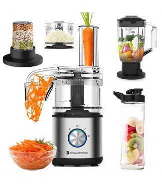 KitchenBrothers KitchenBrothers Foodprocessor - 4-in-1 - Compacte Keukenmachine - RVS