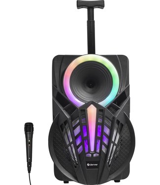 Denver Denver Karaoke Set Incl. Microfoon en Lichteffecten - 120W - Bluetooth Speaker Partybox - Micro SD / USB / AUX - TSP301 - Zwart