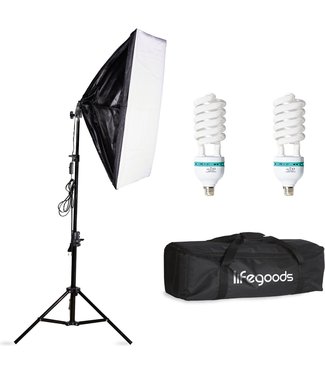 LifeGoods LifeGoods Softbox Studiolamp - Complete Set met Draagtas - 50x70 cm - Zwart
