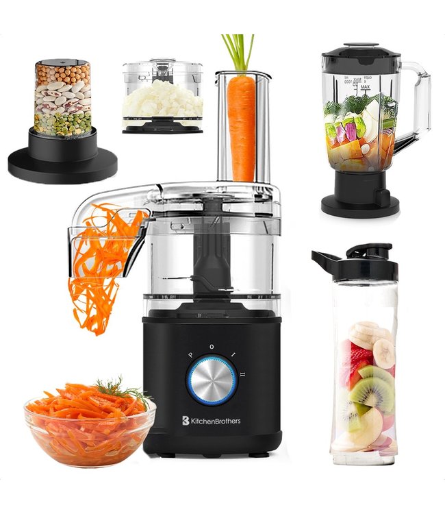 KitchenBrothers KitchenBrothers Foodprocessor - 5-in-1 - Compacte Keukenmachine - Zwart