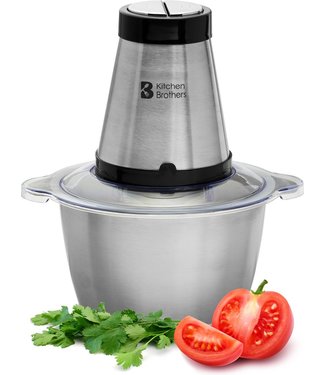 KitchenBrothers KitchenBrothers Hakmolen - Food Chopper - Elektrisch - 2 Snelheden - 300 W - 1,8 L - RVS Kom