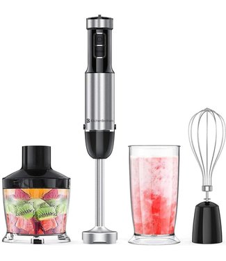 KitchenBrothers KitchenBrothers Staafmixer Set - Hakmolen - Mixer 4-in1 - 800W - 600ML - RVS