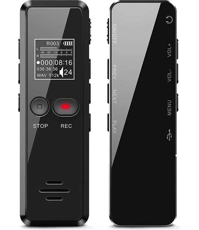 Auronic Auronic Digitale Voice Recorder - Dictafoon - 8GB Opslag - Ruisonderdrukking - USB Oplaadbaar - Zwart