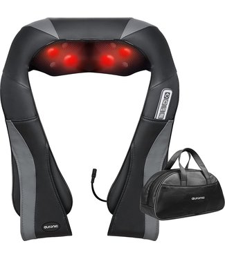 Auronic Auronic Shiatsu Massagekussen 3 standen -nek- en schoudermassagekussen - Infrarood - Inclusief Draagtas - Zwart