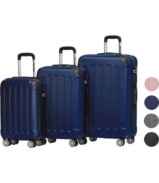 TRVLMORE TRVLMORE Kofferset - 3 Delig - 38L (handbagage) + 70L + 110L - Donkerblauw