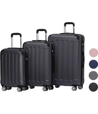 TRVLMORE TRVLMORE Kofferset - 3 Delig - 38L (handbagage) + 70L + 110L - Zwart