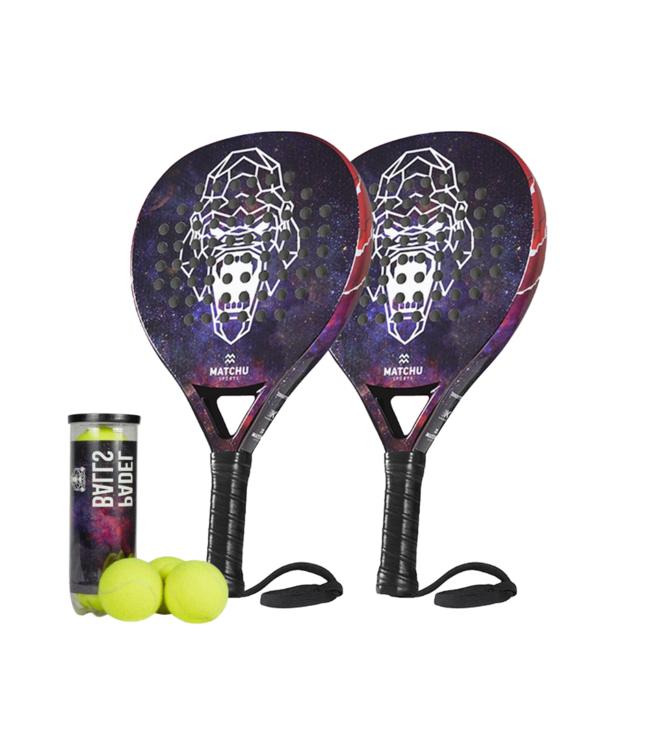 Matchu Sports - 2 Padel Rackets - Combiset met - 3 Padelballen