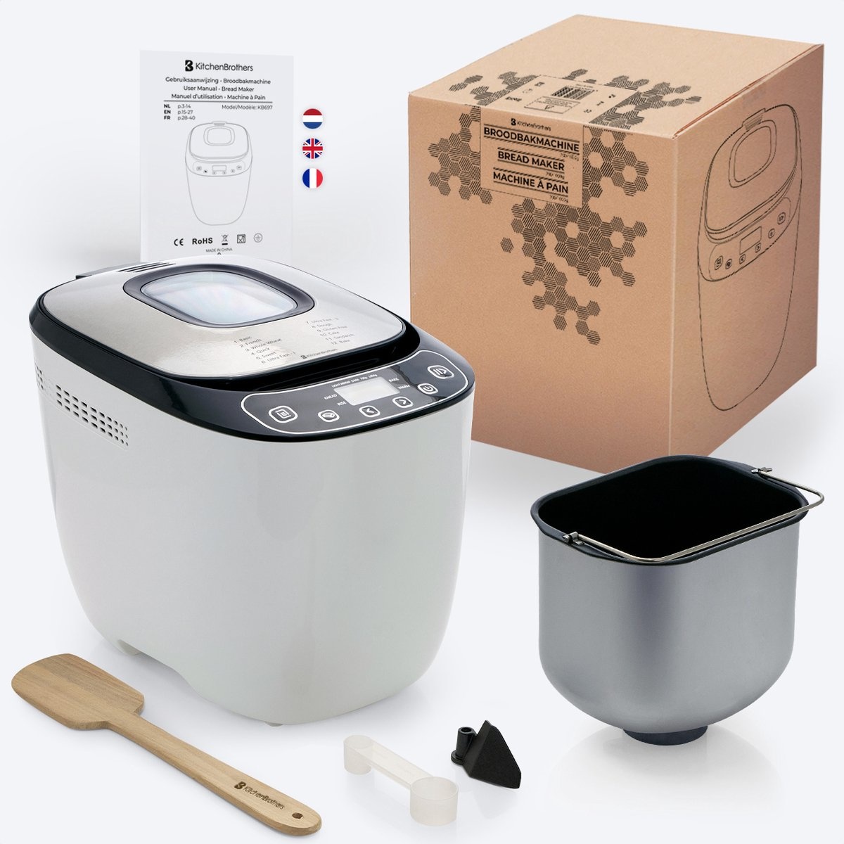 Koop Tweedekans KitchenBrothers Broodbakmachine 12 Programma's Groot / Klein Brood