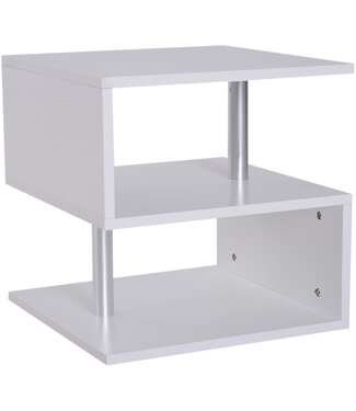 HOMdotCOM HOMdotCOM Bijzettafel koffietafel S-vorm wit/metaal 48 x 48 x 48 cm