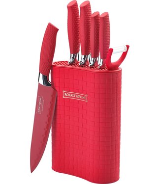 Royalty Line Royalty Line RL-6MSTK: Messen met Stand 6PCS Rood