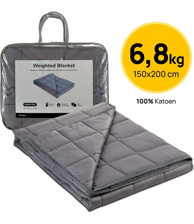 Kustaa Verzwaringsdeken 6,8kg - 152x203cm - 100% Katoen - Kalmeringsdeken - Weighted Blanket - Anti Stress