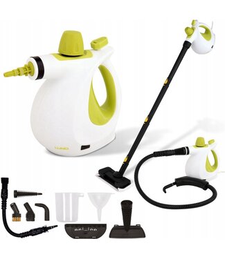 LUND LUND Professional Hand Stoomreiniger MET 7 Opzetstukken - Steam Cleaner - Kinderslot - 17-Delige Set - 900W-1050W - Groen/Wit