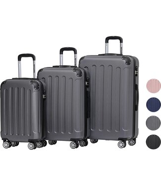 TRVLMORE TRVLMORE Kofferset - 3 Delig - 38L (handbagage) + 70L + 110L - Donkergrijs