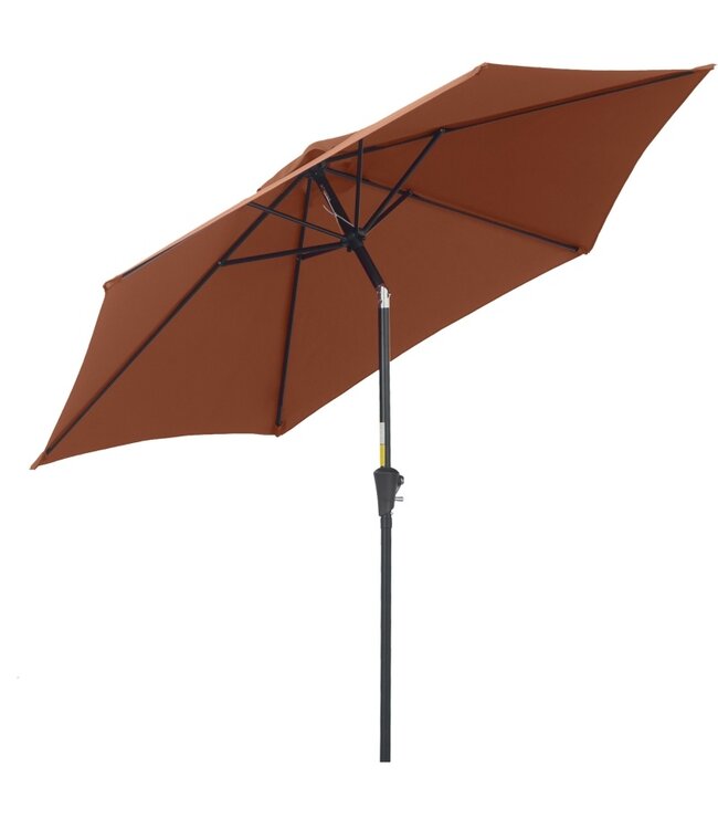 Sunny Parasol met handzwengel & kantelfunctie, metaal+polyester, bruin, Ø2,7 x 2,35 m