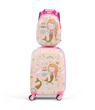 Coast Coast Kinderkofferset 2-delig Kindertrolley + Rugzak Zalmroze