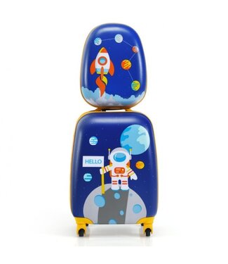 Coast Coast Kinderkofferset 2-delig Kindertrolley + Rugzak Astronaut Donkerblauw