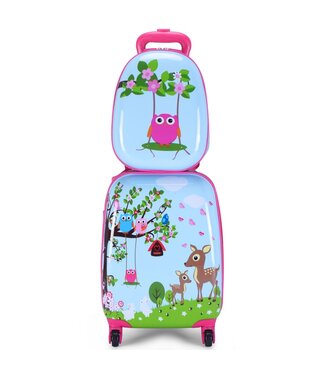 Coast Coast Kinderkofferset 2-delig Kindertrolley + Rugzak Blauw/Roze