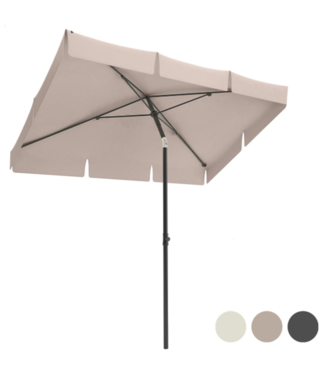 LifeGoods LifeGoods Parasol - 200x125cm - 30° Kantelbaar - Waterdicht - met Hoes - Taupe